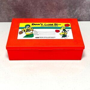 Vintage Empire Pencil Red Orange Plastic School Supplies Storage Box Made In USA